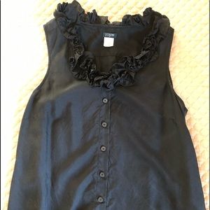 Jcrew black silk sleeveless blouse